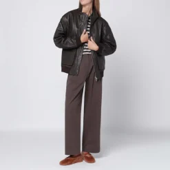 Bukser<Dunst Double Plisseret Bred Chino Slacks Brun