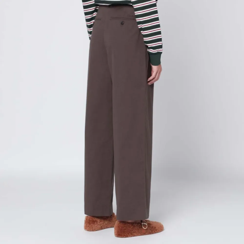 Bukser<Dunst Double Plisseret Bred Chino Slacks Brun