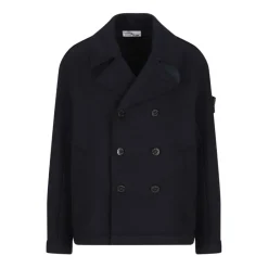 Frakker<Stone Island Double-breasted Pea Coat Blå