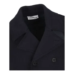 Frakker<Stone Island Double-breasted Pea Coat Blå