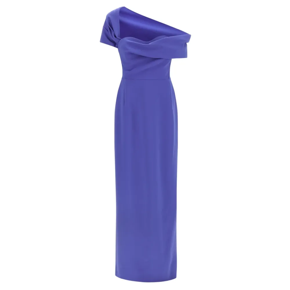 Kjoler<Carolina Herrera Draperet Off-Shoulder Kolonne Galla Blå
