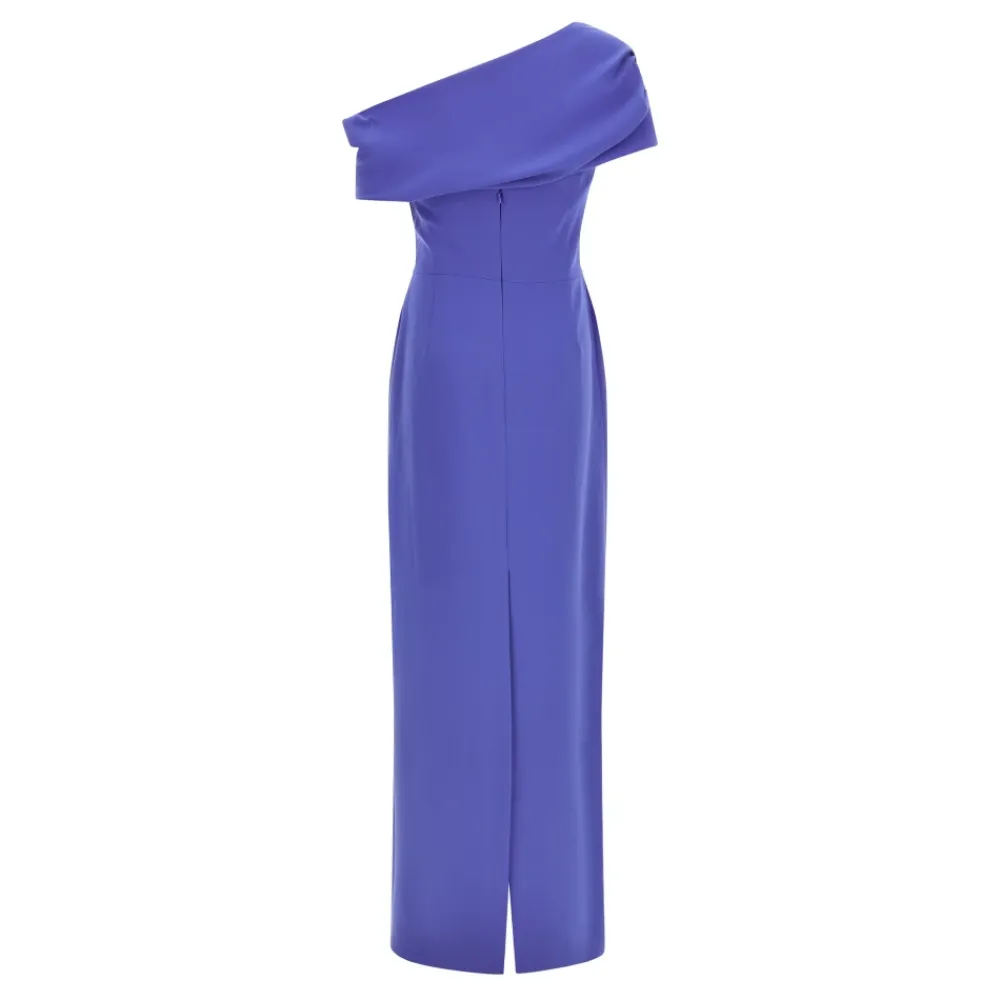 Kjoler<Carolina Herrera Draperet Off-Shoulder Kolonne Galla Blå