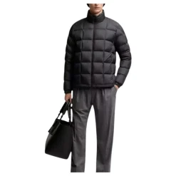 Jakker^Moncler Eglise Square-Quilted Hooded Short Down Jacket Sort
