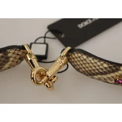 Tilbehør Til Tasker^Dolce & Gabbana Eksotisk Læder Krystaller Vendbar Strop Beige