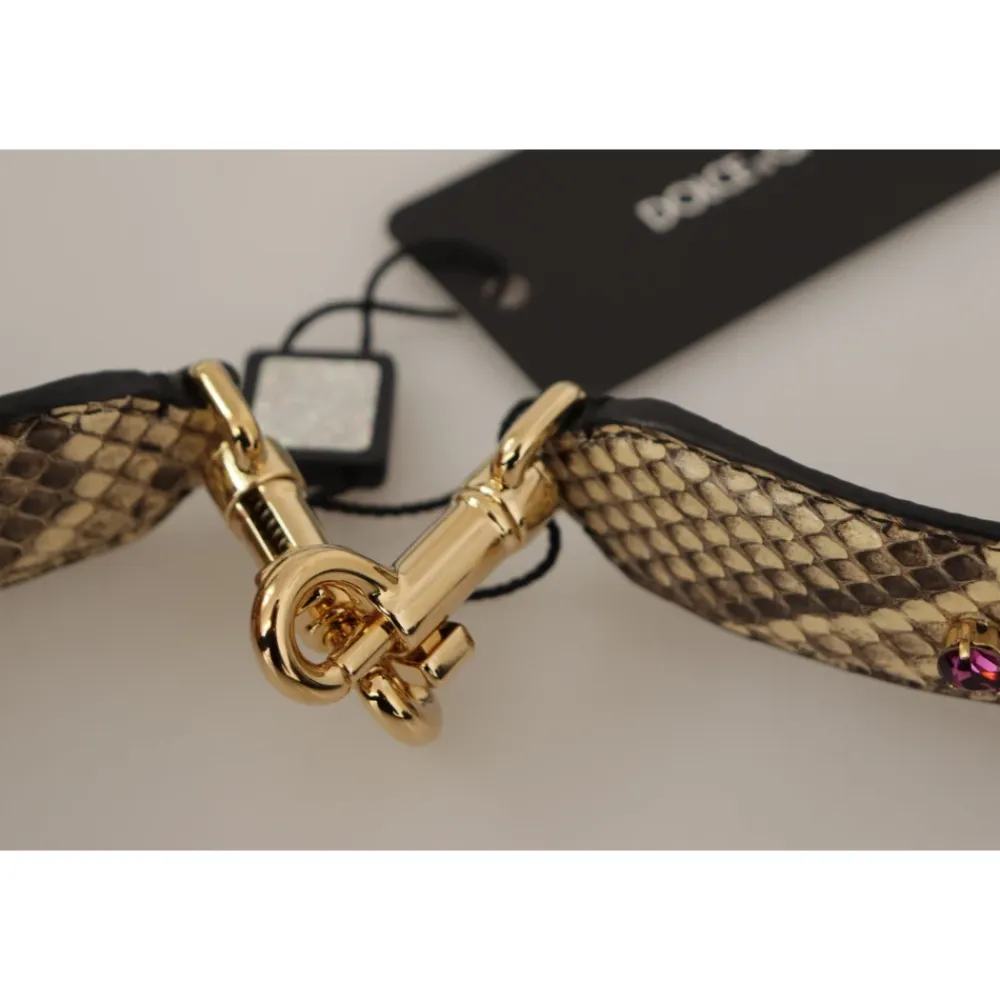 Tilbehør Til Tasker^Dolce & Gabbana Eksotisk Læder Krystaller Vendbar Strop Beige