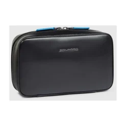 Toilettasker^Piquadro Electronic cord pouch in leather with mouse pocket Sort
