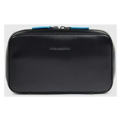 Toilettasker^Piquadro Electronic cord pouch in leather with mouse pocket Sort