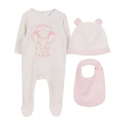 Bodystocking & Sæt<Kenzo Elefant Print Beanie og Bib Sæt Pink