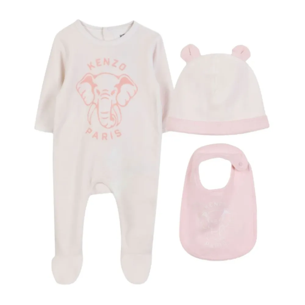 Bodystocking & Sæt<Kenzo Elefant Print Beanie og Bib Sæt Pink