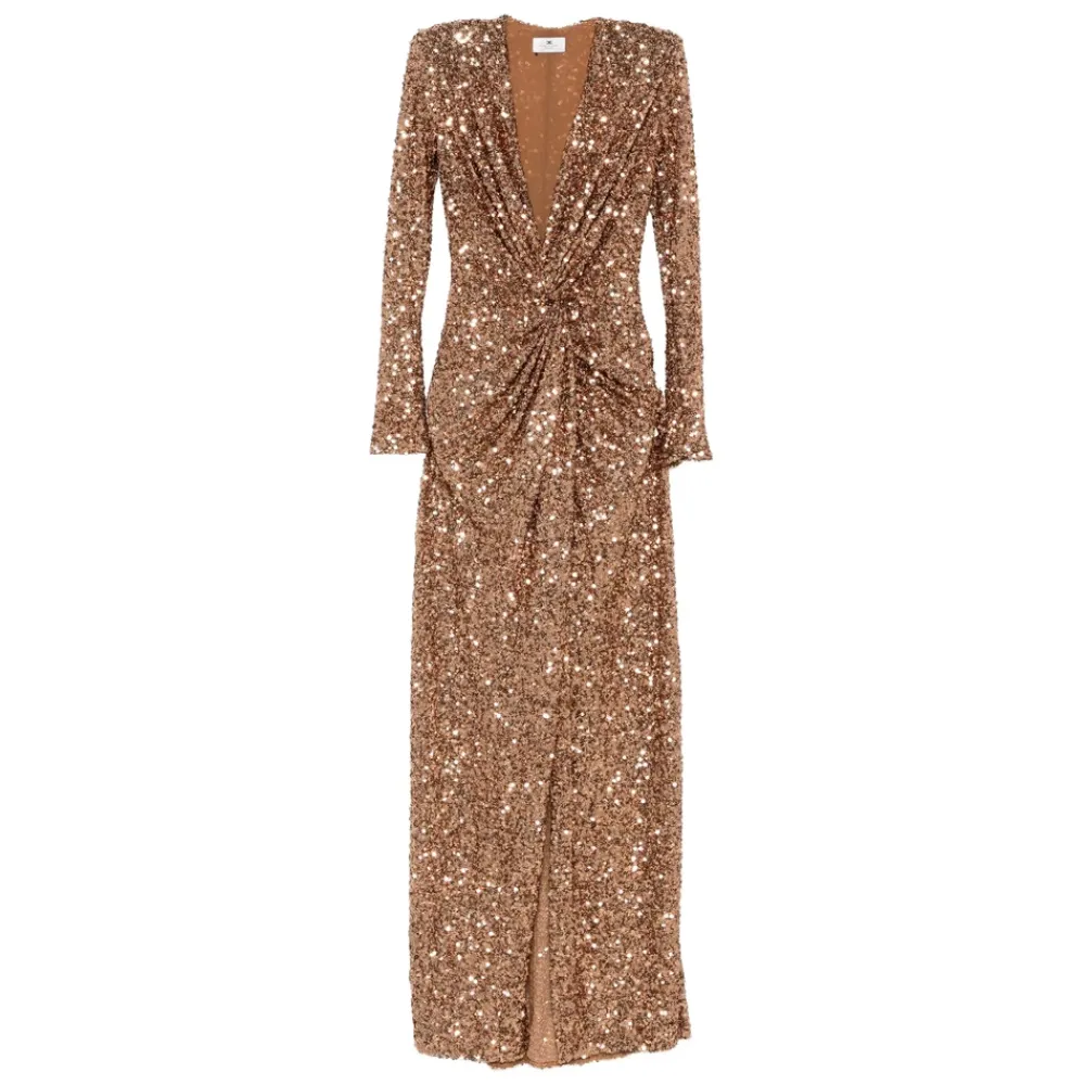 Kjoler<Elisabetta Franchi Elegant Blomstret Kjole Brun