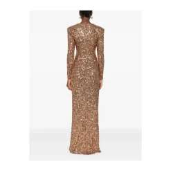 Kjoler<Elisabetta Franchi Elegant Blomstret Kjole Brun
