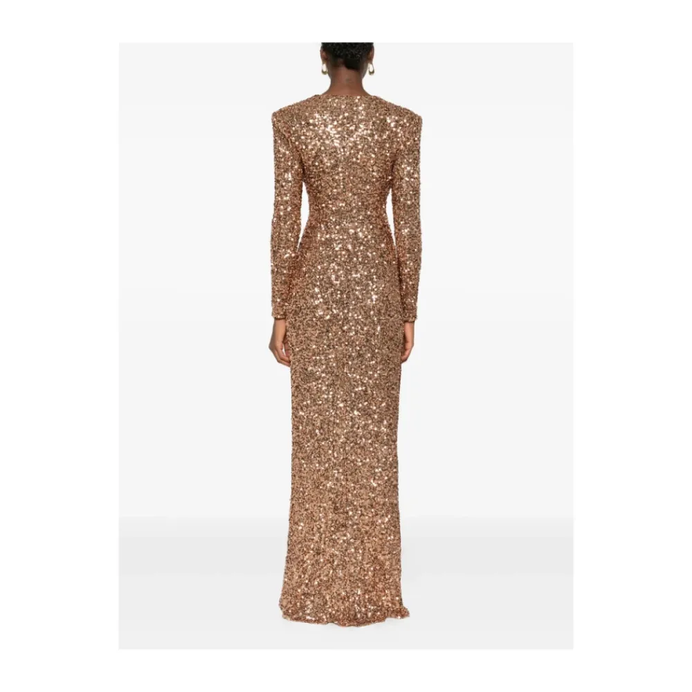 Kjoler<Elisabetta Franchi Elegant Blomstret Kjole Brun
