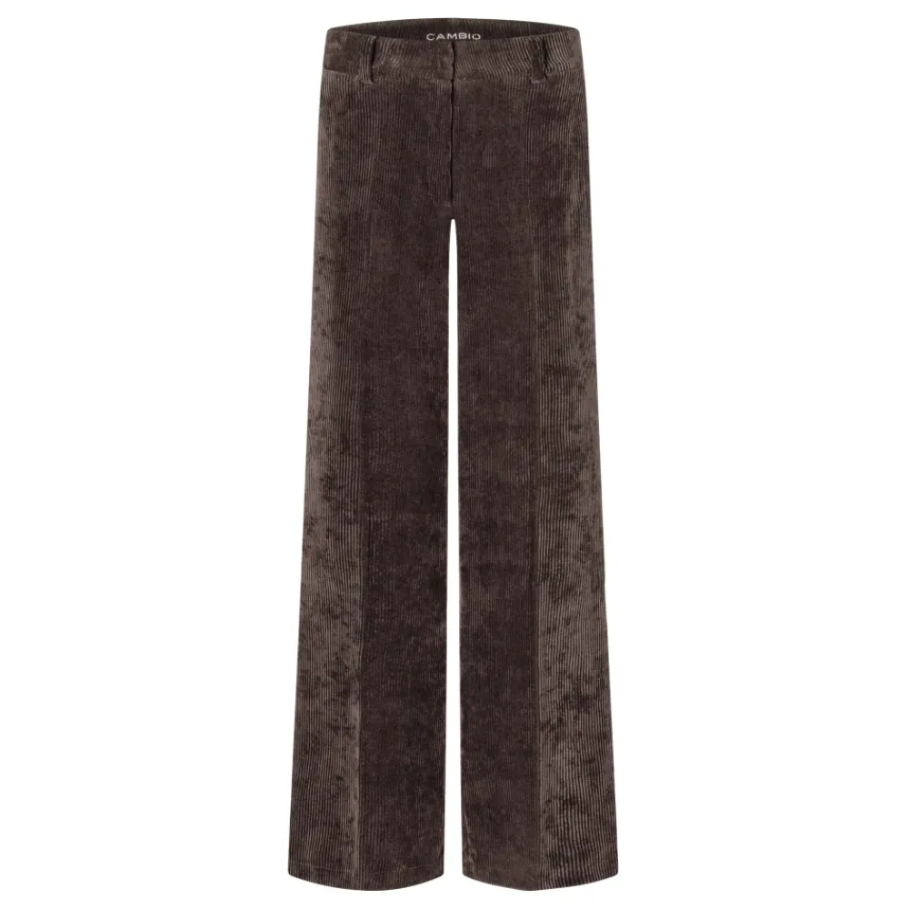 Bukser<Cambio Elegant Corduroy Amelie Bukser Kaffe Brun