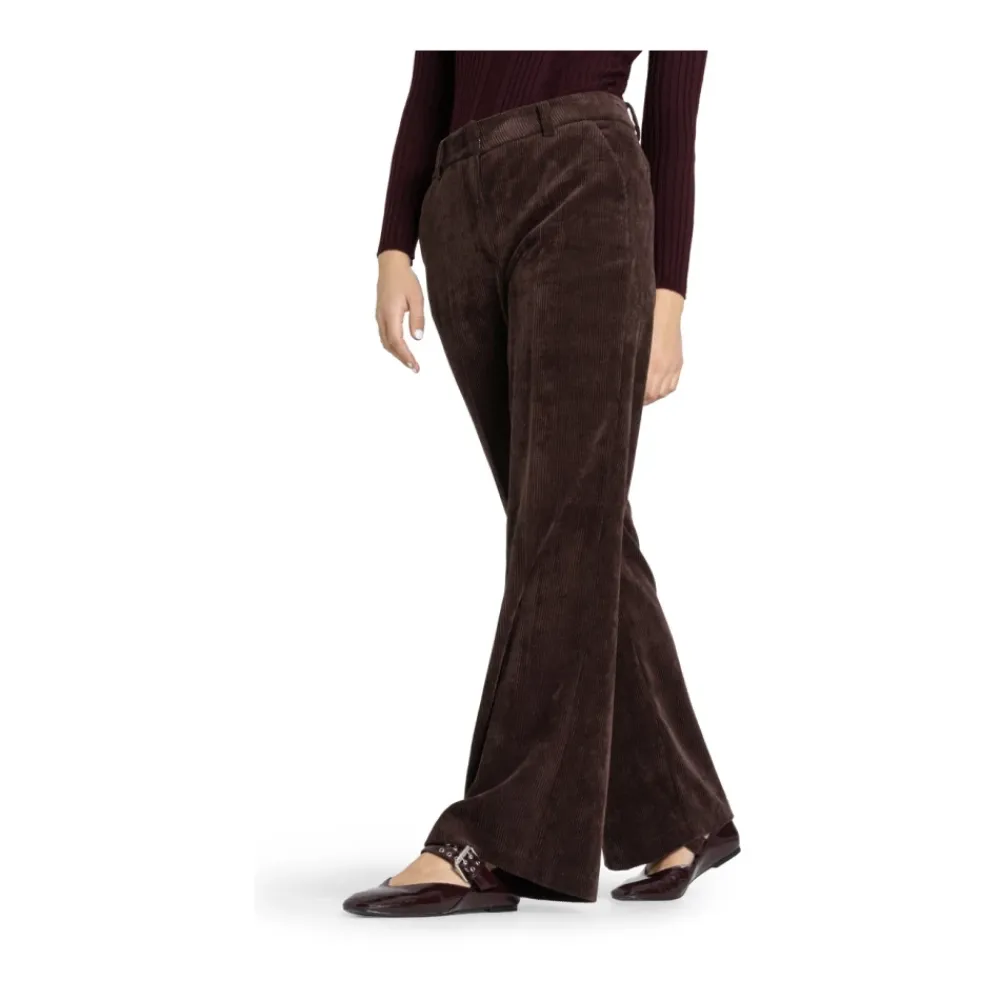 Bukser<Cambio Elegant Corduroy Amelie Bukser Kaffe Brun