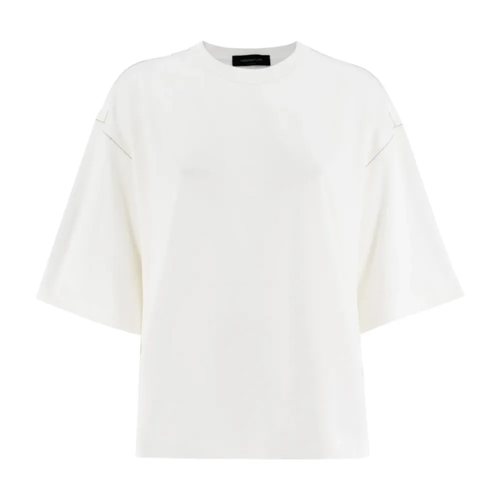 T-Shirts^Fabiana Filippi Elegant Diamantbroderet T-shirt Hvid