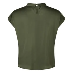 Bluser & Skjorter<Neo Noir Elegant Drapy Satin Bluse med Knude Detalje Grøn