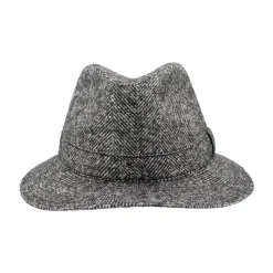Huer, Kasketter & Hatte^Borsalino Elegant Herringbone Fedora Hat Sort