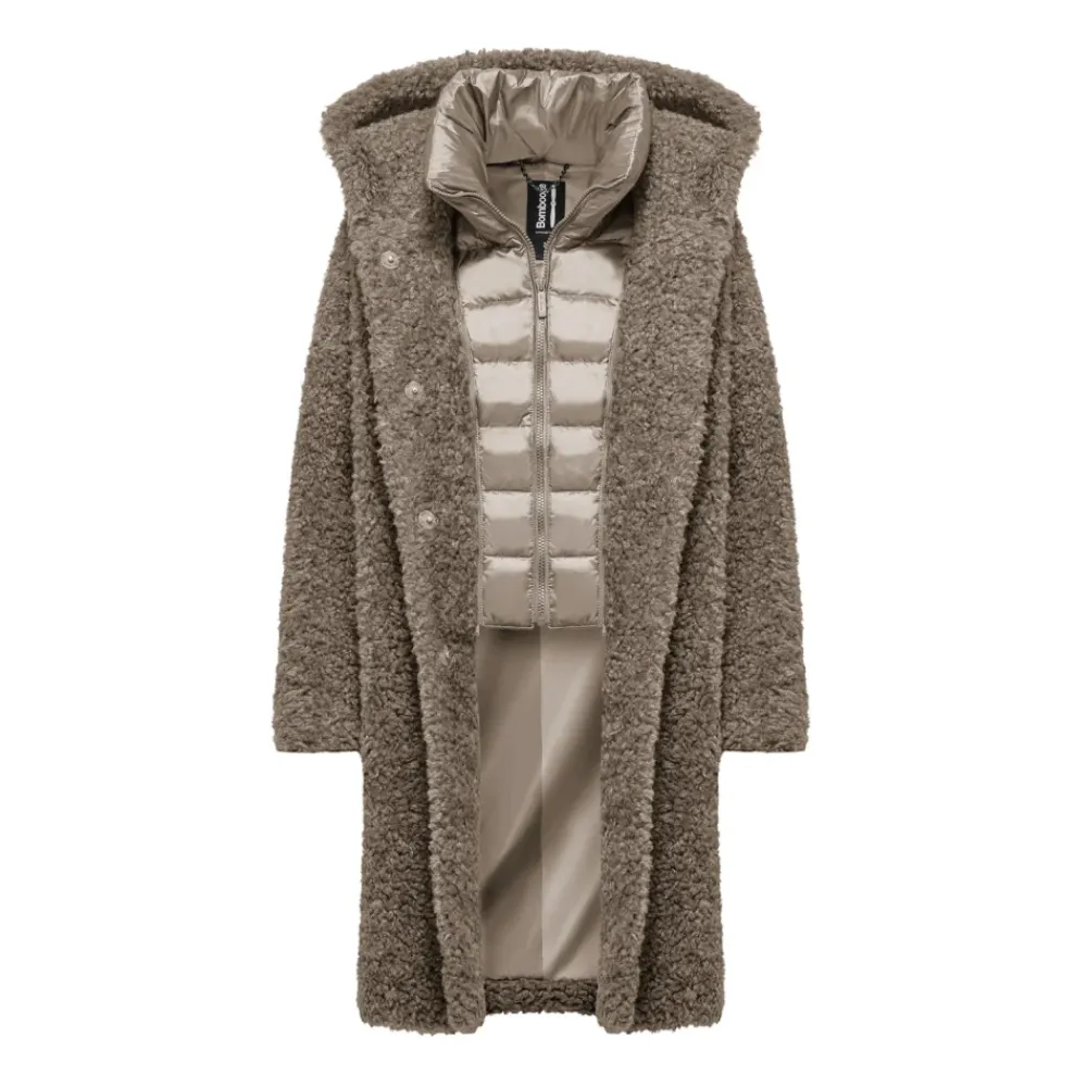 Frakker^BomBoogie Elegant Hættet Frakke AW25 Brun