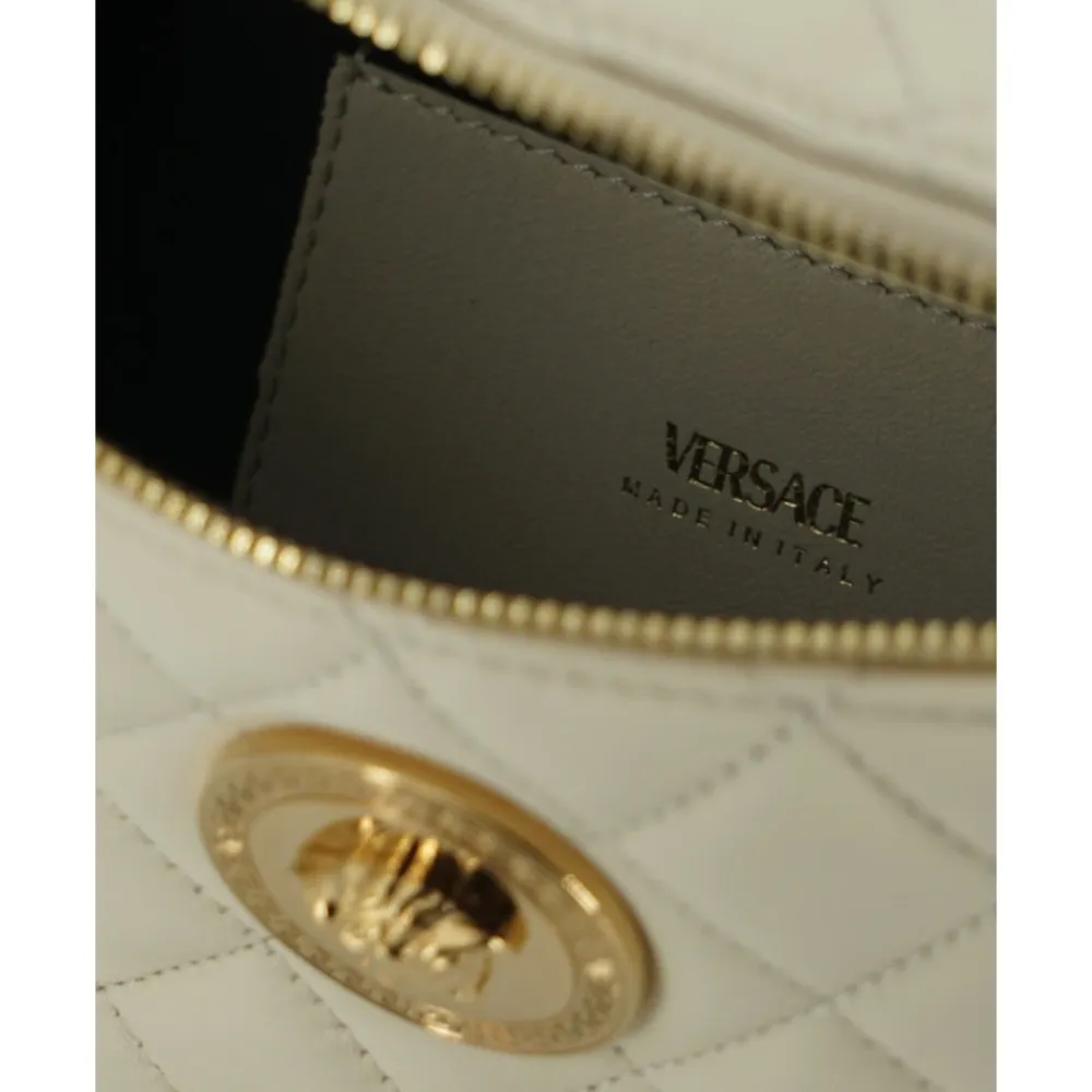 Bæltetasker^Versace Elegant hvid læder bæltetaske Grå