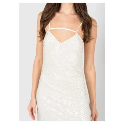 Kjoler<Patrizia Pepe Elegant Kjole med Asymmetrisk Front Hvid