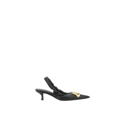 Pumps^Balenciaga Elegant Læder Slingback Kitten Heel Pumps Sort