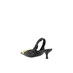 Pumps^Balenciaga Elegant Læder Slingback Kitten Heel Pumps Sort