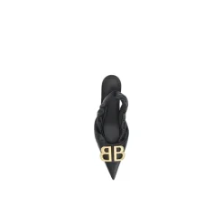 Pumps^Balenciaga Elegant Læder Slingback Kitten Heel Pumps Sort
