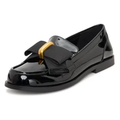 Loafers^Cesare Gaspari Elegant loafers med guld sløjfe Dorothy - Patent Sort