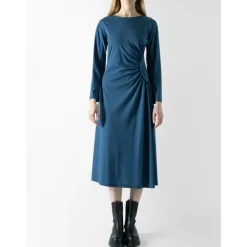 Kjoler<Weekend Max Mara Elegant Midi Kjole med Bådhals Blå
