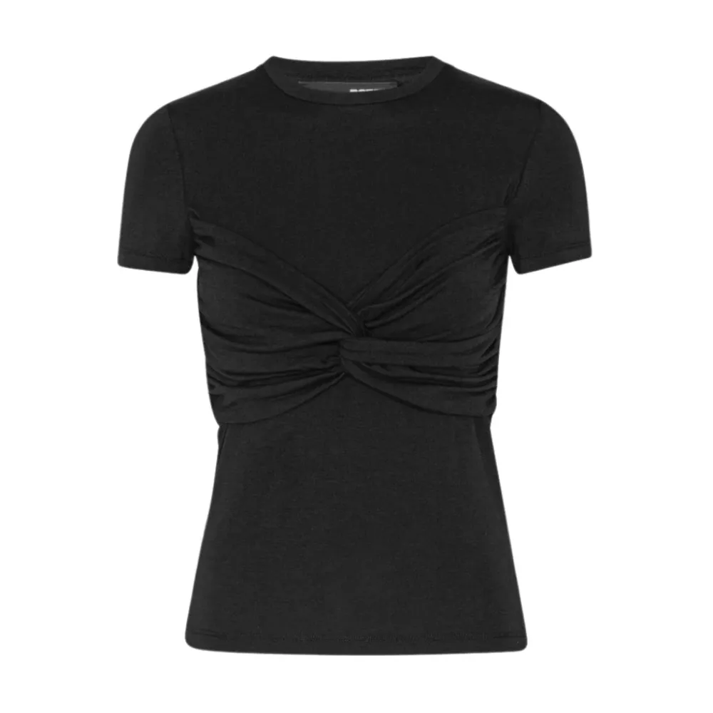 T-Shirts^ROTATE Birger Christensen Elegant Twisted T-Shirt Sort