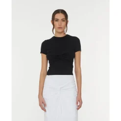 T-Shirts^ROTATE Birger Christensen Elegant Twisted T-Shirt Sort