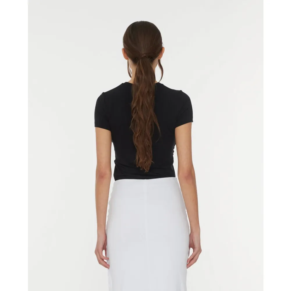 T-Shirts^ROTATE Birger Christensen Elegant Twisted T-Shirt Sort