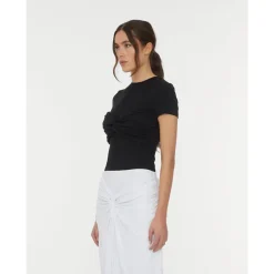 T-Shirts^ROTATE Birger Christensen Elegant Twisted T-Shirt Sort