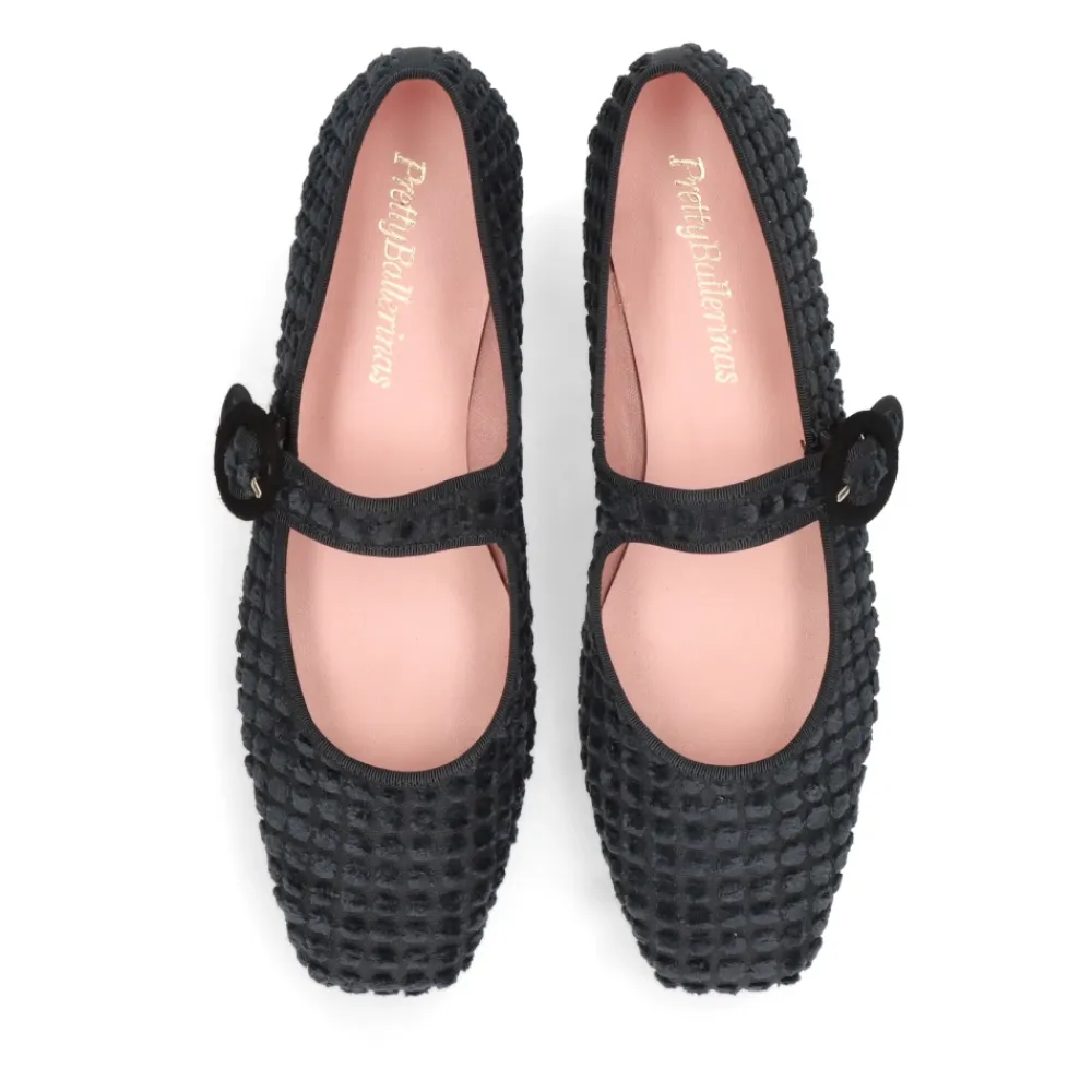 Ballerina Sko<Pretty Ballerinas Elegante Mercedita de Terciopelo Brocado Sort
