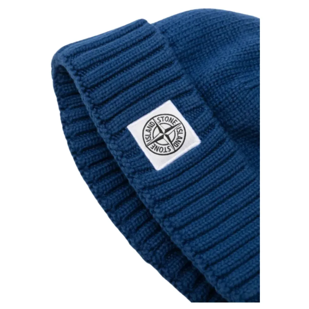 Huer & Kasketter^Stone Island Elektrisk Ribstrikket Børne Beanie Blå