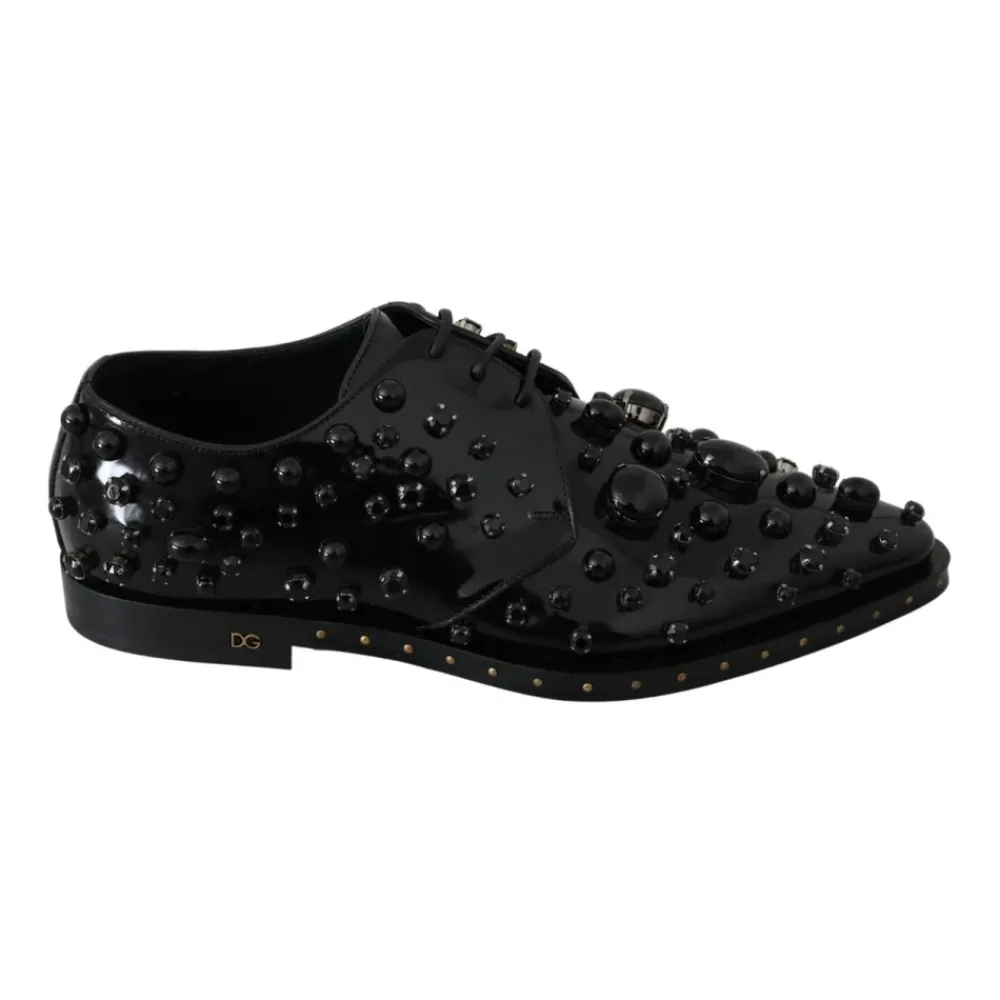 Snøresko^Dolce & Gabbana Embellished Patent Leather Loafers Sort