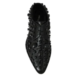 Snøresko^Dolce & Gabbana Embellished Patent Leather Loafers Sort
