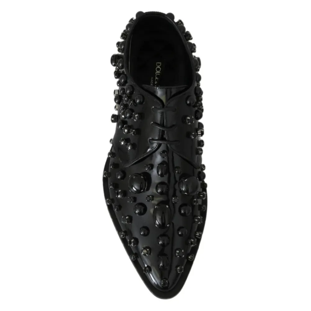 Snøresko^Dolce & Gabbana Embellished Patent Leather Loafers Sort