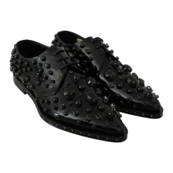 Snøresko^Dolce & Gabbana Embellished Patent Leather Loafers Sort