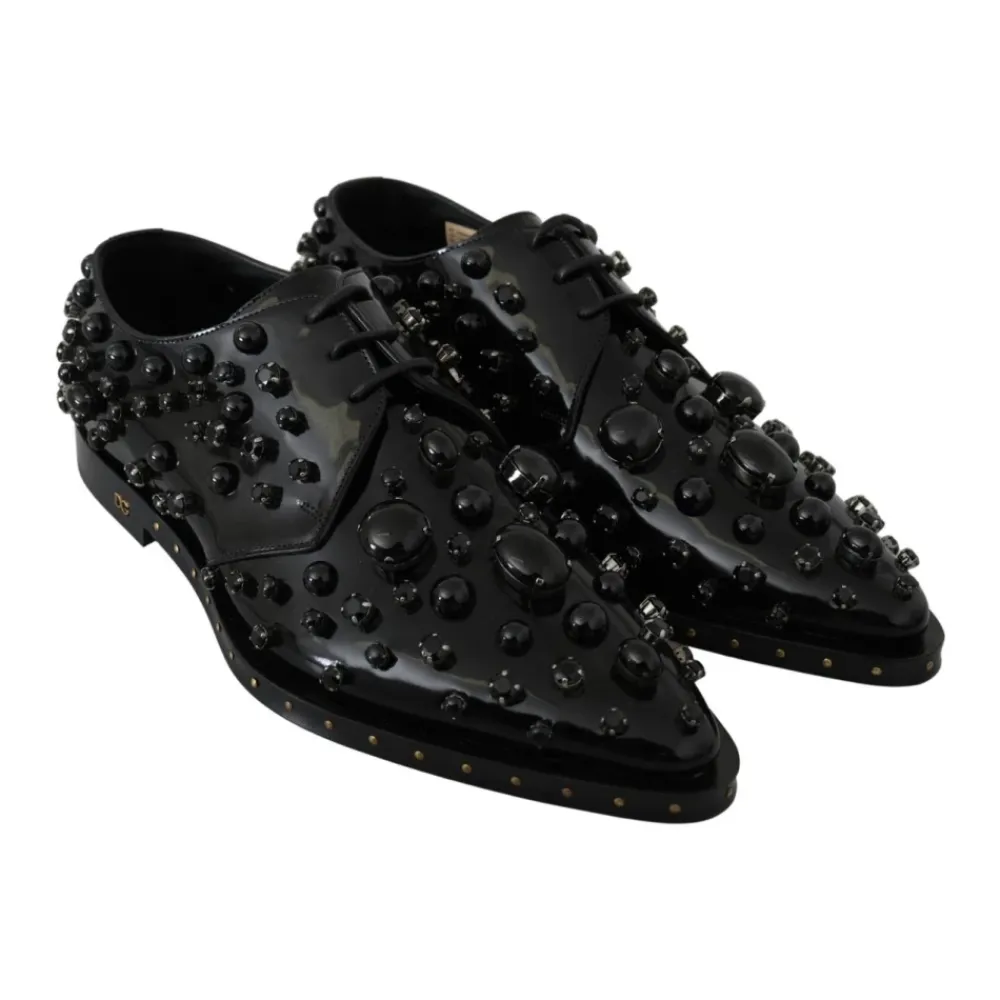 Snøresko^Dolce & Gabbana Embellished Patent Leather Loafers Sort