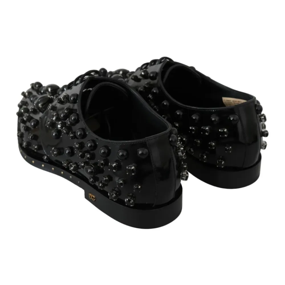 Snøresko^Dolce & Gabbana Embellished Patent Leather Loafers Sort