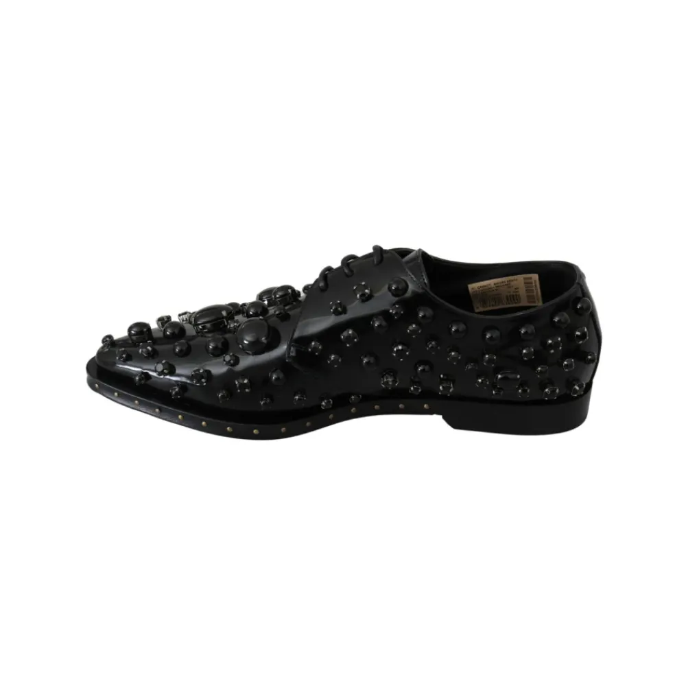 Snøresko^Dolce & Gabbana Embellished Patent Leather Loafers Sort