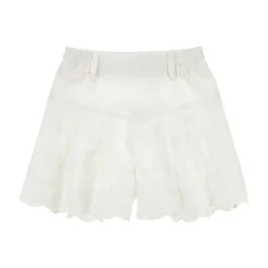 Underdele<Monnalisa Embroidered Eyelet Pleated Shorts Hvid
