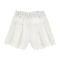 Underdele<Monnalisa Embroidered Eyelet Pleated Shorts Hvid