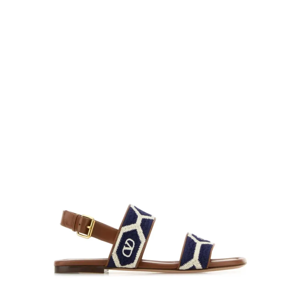 Sandaler<Valentino Garavani Embroidered Fabric Vlogo Signautre Sandaler Multifarvet