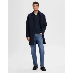 Frakker<Selected Homme Enkeltknappet frakke Blå