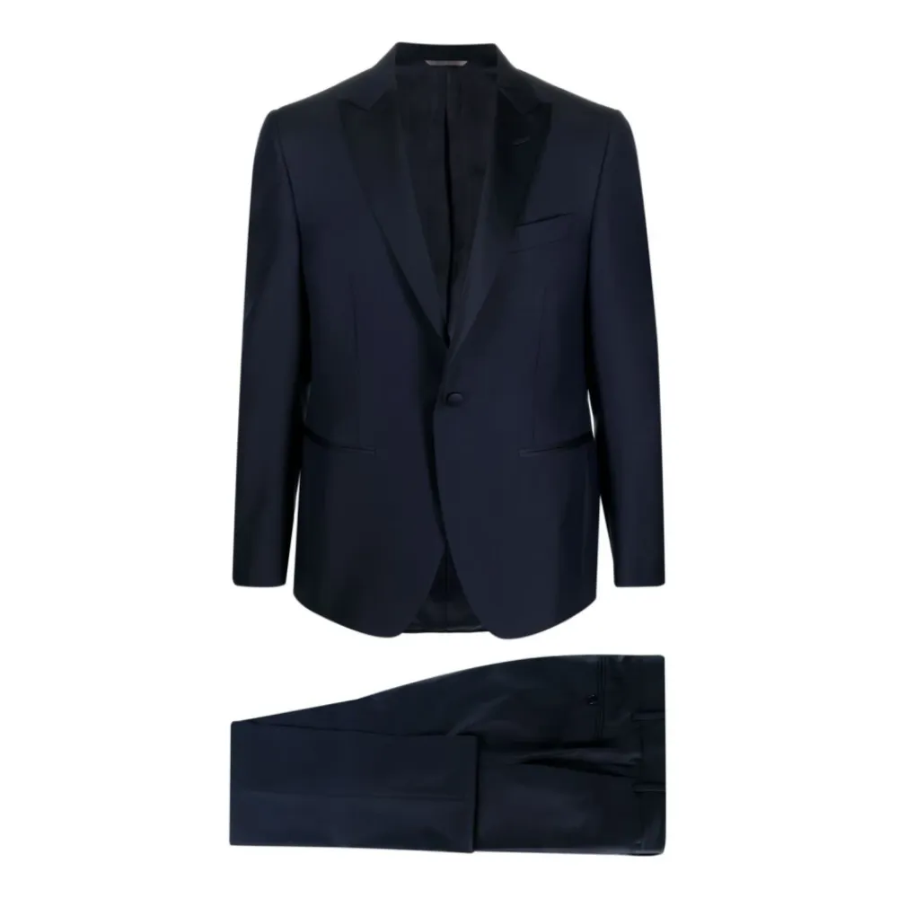 Jakkesæt<Canali Enkeltknappet Uld Dinner Suit Blå