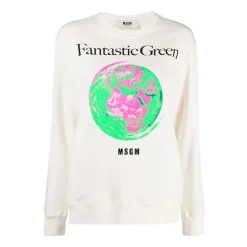 Sweatshirts|Striktrøjer & Sweatere<MSGM Fantastisk Grøn Sweatshirt Hvid