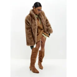 Jakker<Cesare Gaspari Faux Fur Shearling Jackets Brun