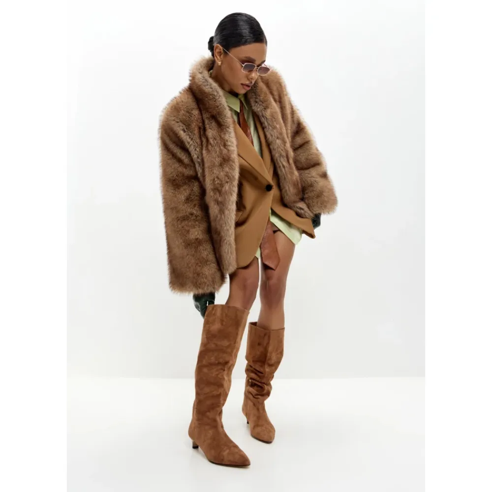 Jakker<Cesare Gaspari Faux Fur Shearling Jackets Brun